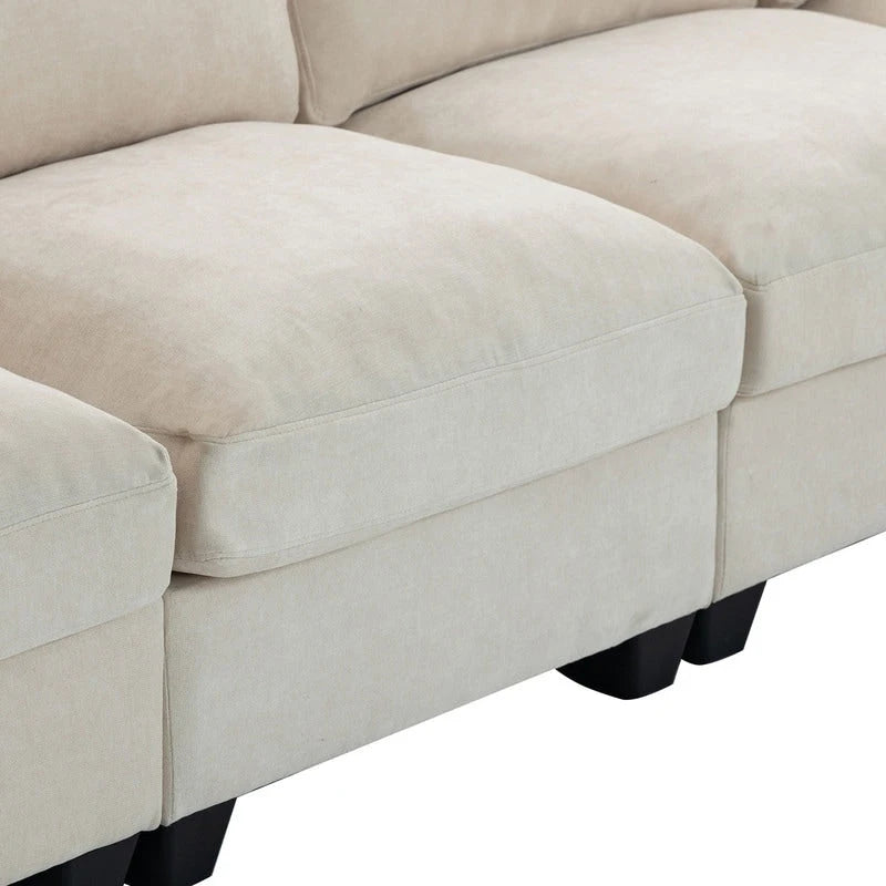 Modulares Sofa mit abnehmbarem Aufbewahrungshocker und 2 versteckten Getränkehaltern