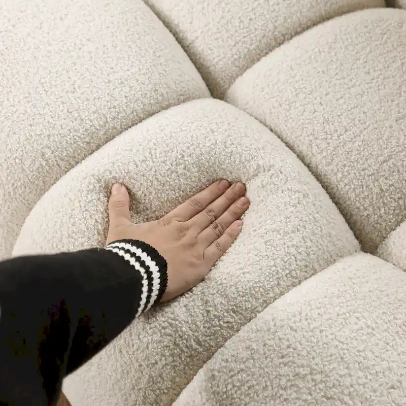 64.96 lunghezza, 35.83 profondità, struttura del corpo umano per persone statunitensi, divano marshmallow, divano boucle, 2 posti, BOUCLE BEIGE