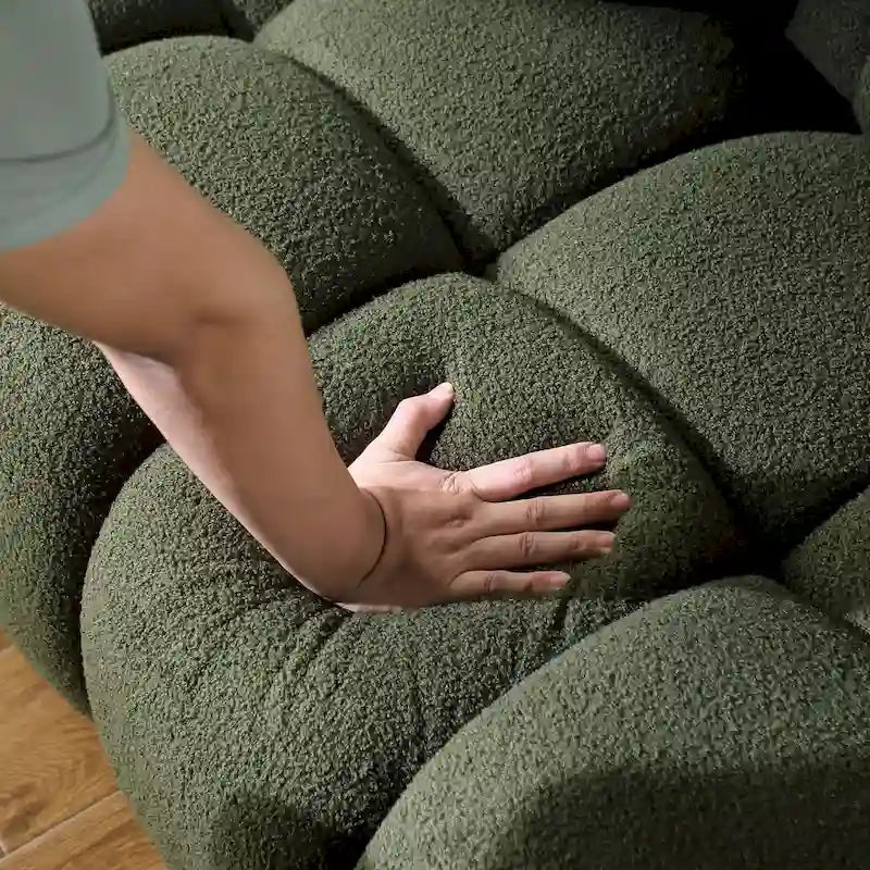 64.96 lunghezza, 35.83 profondità, struttura del corpo umano per persone statunitensi, divano marshmallow, divano boucle, 2 posti, BOUCLE BEIGE