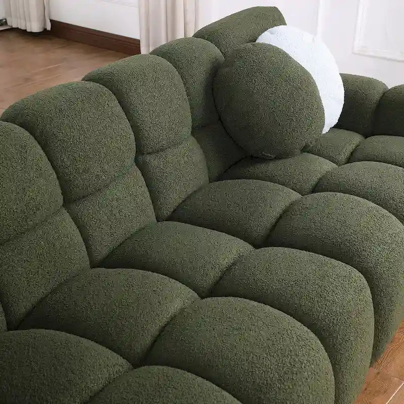 64.96 lunghezza, 35.83 profondità, struttura del corpo umano per persone statunitensi, divano marshmallow, divano boucle, 2 posti, BOUCLE BEIGE