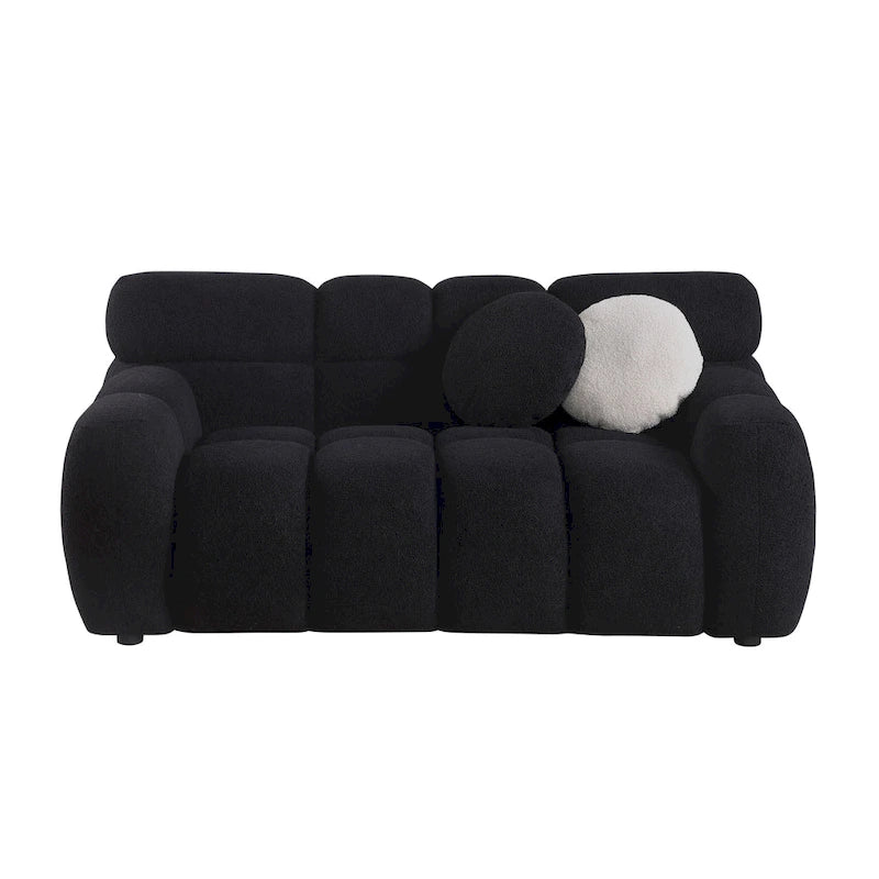 64.96 lunghezza, 35.83 profondità, struttura del corpo umano per persone statunitensi, divano marshmallow, divano boucle, 2 posti, BOUCLE BEIGE