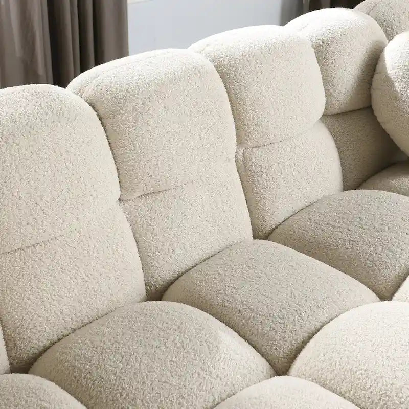 64.96 lunghezza, 35.83 profondità, struttura del corpo umano per persone statunitensi, divano marshmallow, divano boucle, 2 posti, BOUCLE BEIGE