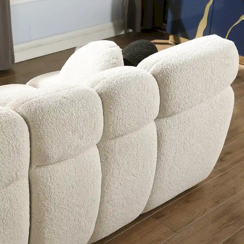 64.96 lunghezza, 35.83 profondità, struttura del corpo umano per persone statunitensi, divano marshmallow, divano boucle, 2 posti, BOUCLE BEIGE