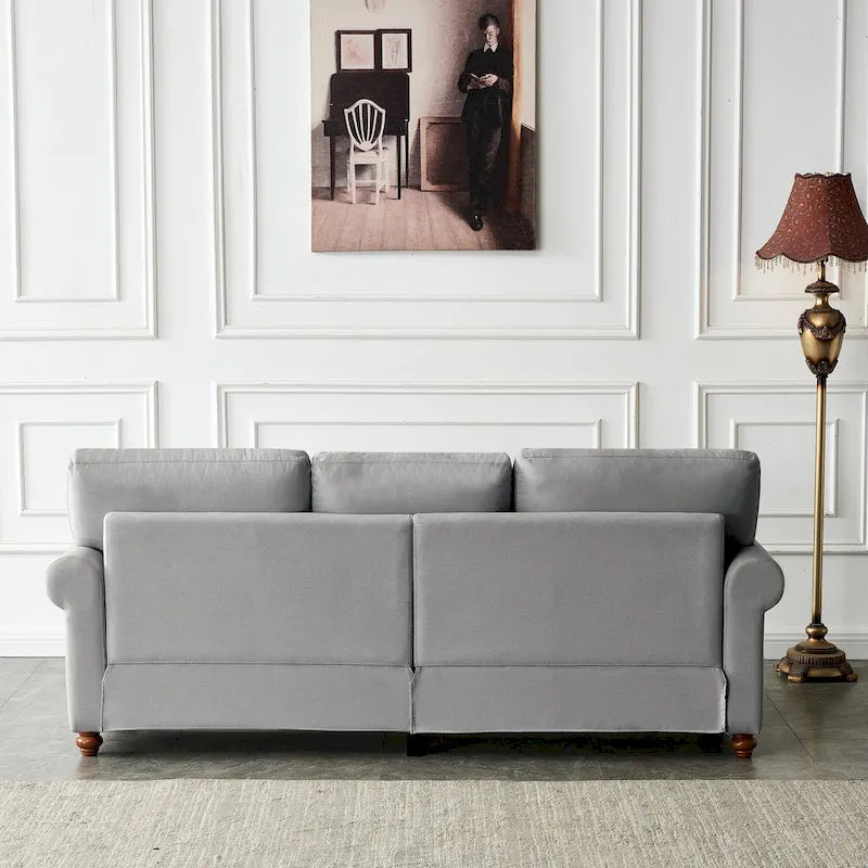 Linen Fabric Upholstery with Storage Loveseat (Beige)