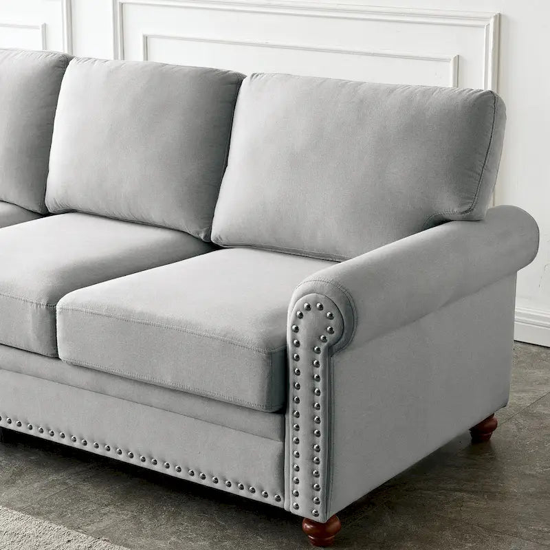 Linen Fabric Upholstery with Storage Loveseat (Beige)