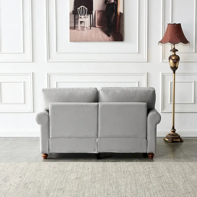 Linen Fabric Upholstery with Storage Loveseat (Beige)