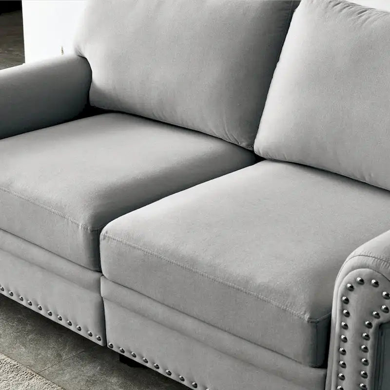 Linen Fabric Upholstery with Storage Loveseat (Beige)