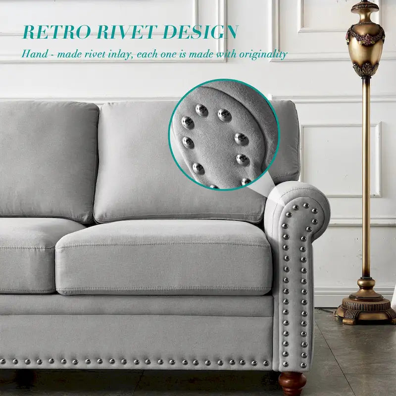 Linen Fabric Upholstery with Storage Loveseat (Beige)