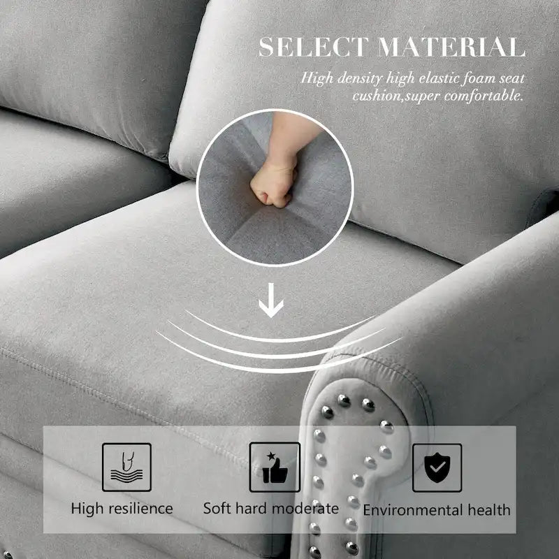 Linen Fabric Upholstery with Storage Loveseat (Beige)