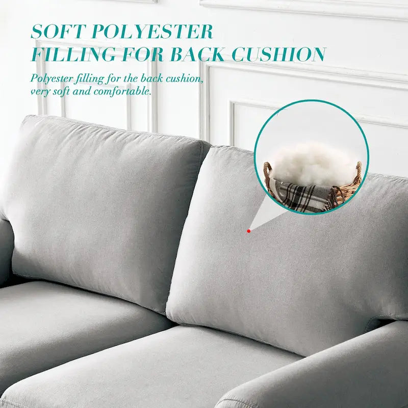 Linen Fabric Upholstery with Storage Loveseat (Beige)