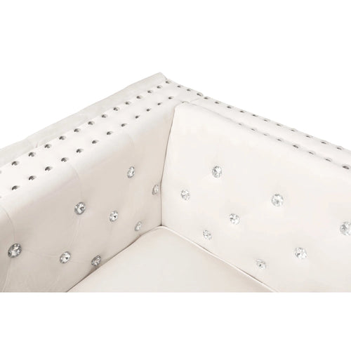 Divano moderno in velluto da 82.3 con bottoni gioiello, braccioli squadrati e trapuntatura, 2 cuscini inclusi, beige, 4 colori