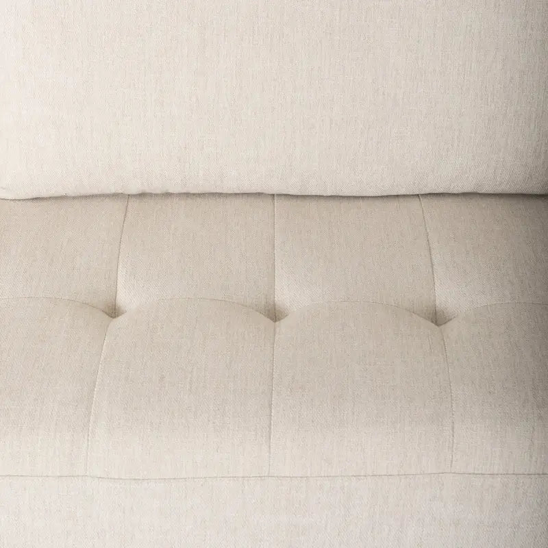 Tessuto Crema Loretta con Struttura in Legno Massello e Cuscini a Rullo - 87,9W x 36,2D x 33,8H
