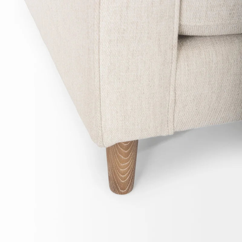 Tessuto Crema Loretta con Struttura in Legno Massello e Cuscini a Rullo - 87,9W x 36,2D x 33,8H