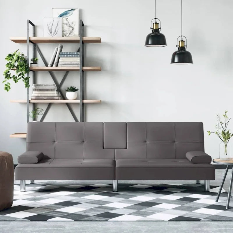 vidaXL Sofa Bed Foldable Sleeper Sofa Couch Bed with Cup Holders Faux Leather - 78.7 x 35 x 27.6