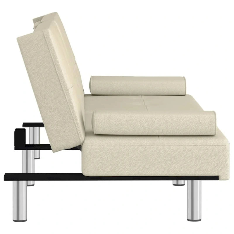 vidaXL Sofa Bed Foldable Sleeper Sofa Couch Bed with Cup Holders Faux Leather - 78.7 x 35 x 27.6