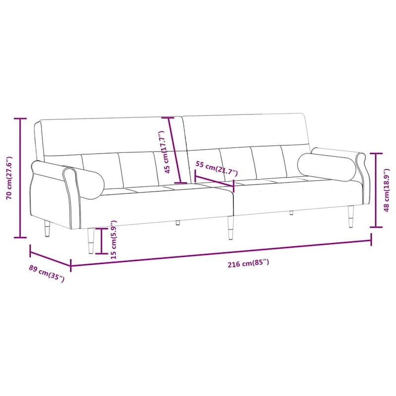 vidaXL Divano letto Divano a due posti convertibile con cuscini per monolocale Velluto - 85 x 35 x 27.6