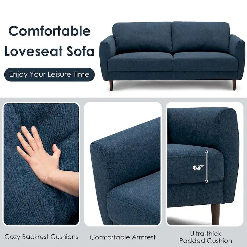 Gymax 72 Fabric Sofa Couch Living Room Small Apartment Furniture w/