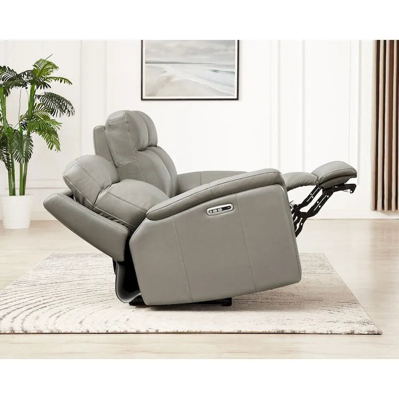 Hydeline Stanfield Zero Gravity Power Recline and Headrest Top Grain Leather Sofa