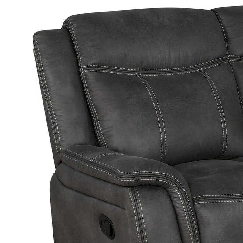 Divano reclinabile manuale Tom 85 pollici, in similpelle nera con memory gel