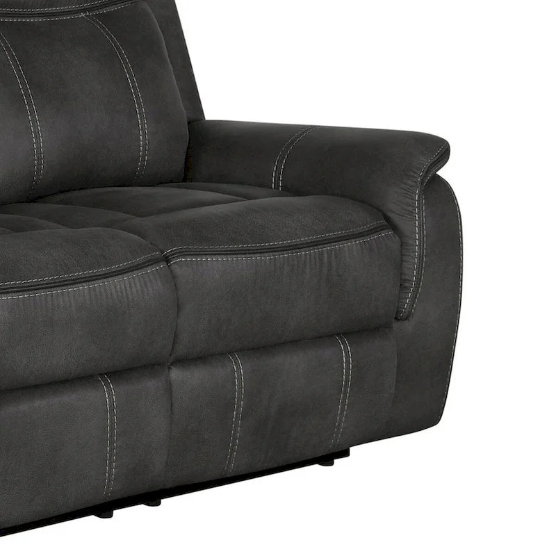 Divano reclinabile manuale Tom 85 pollici, in similpelle nera con memory gel