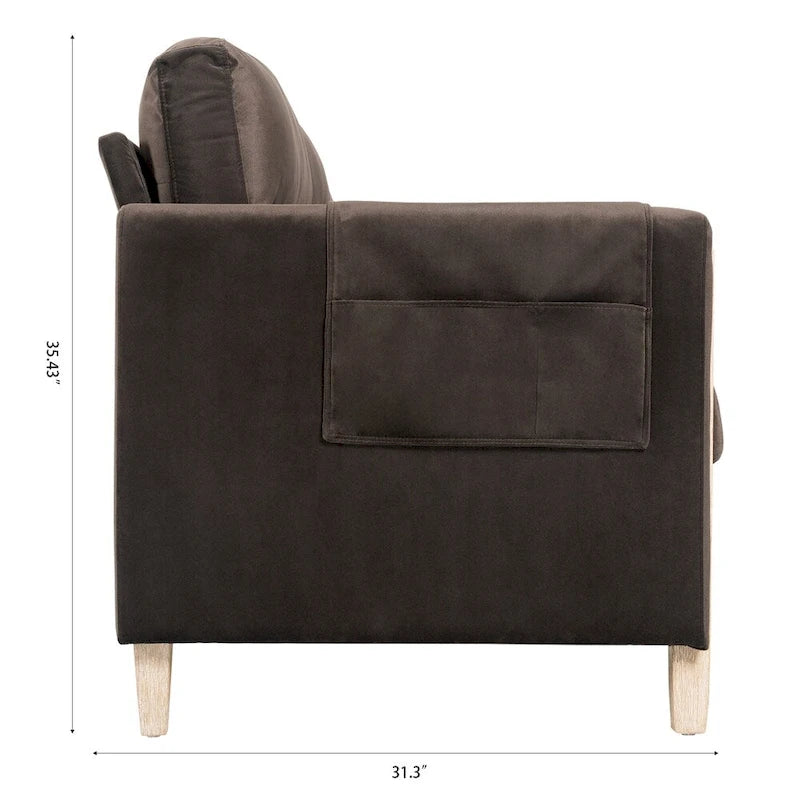3-Seater Comfortable Sofa with Solid Wood Feet and Side Pocket