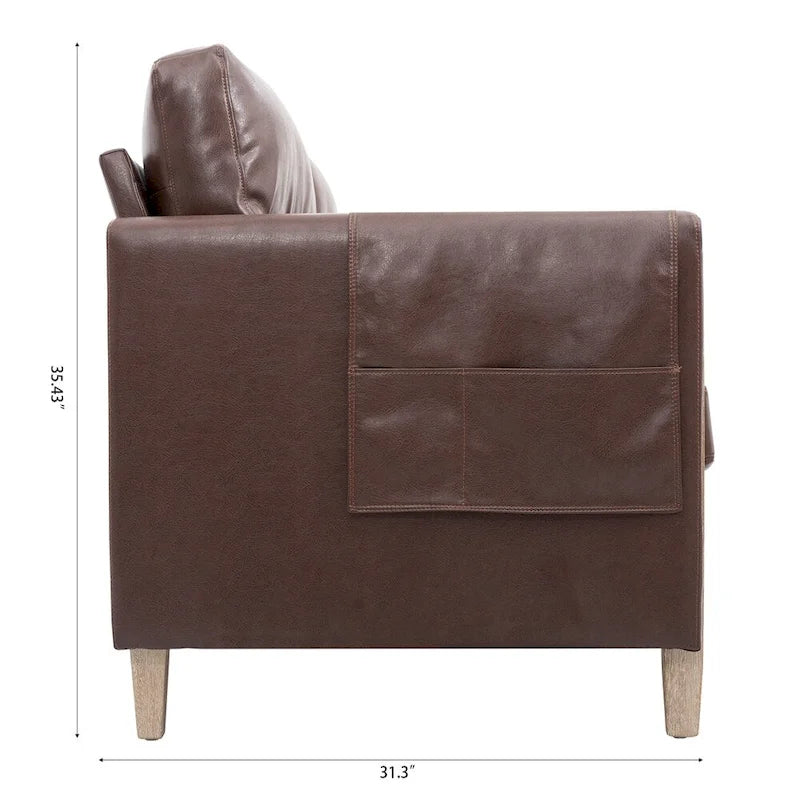 3-Seater Comfortable Sofa with Solid Wood Feet and Side Pocket