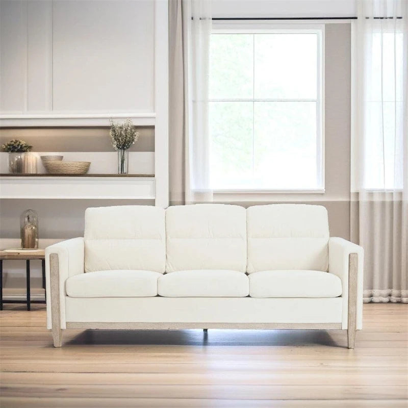 3-Seater Comfortable Sofa with Solid Wood Feet and Side Pocket