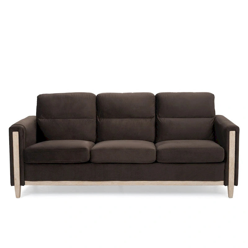 3-Seater Comfortable Sofa with Solid Wood Feet and Side Pocket