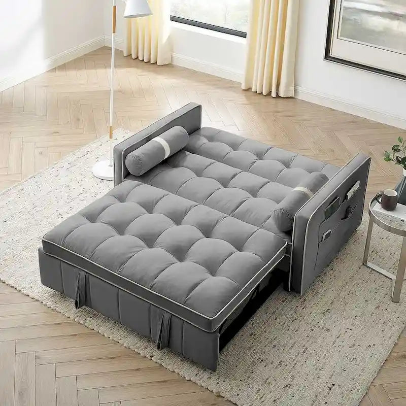 Divano letto estraibile regolabile in velluto Modern 55.5 con tasche laterali