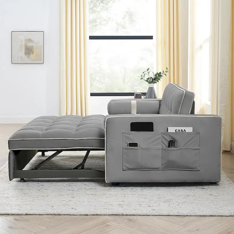 Divano letto estraibile regolabile in velluto Modern 55.5 con tasche laterali