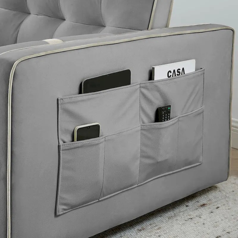 Divano letto estraibile regolabile in velluto Modern 55.5 con tasche laterali