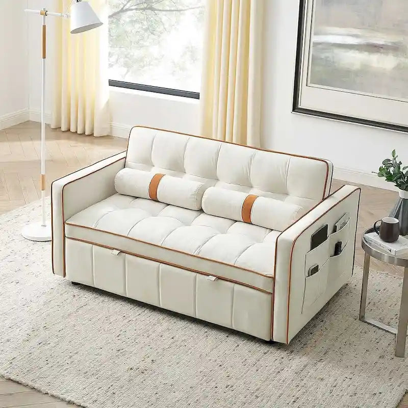 Divano letto estraibile regolabile in velluto Modern 55.5 con tasche laterali