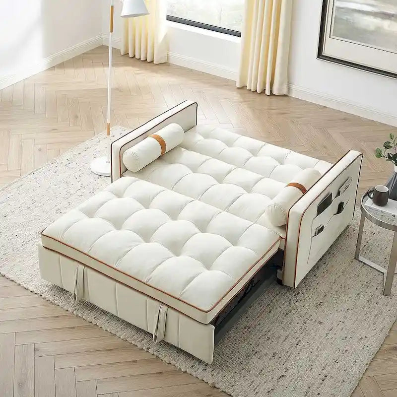 Divano letto estraibile regolabile in velluto Modern 55.5 con tasche laterali