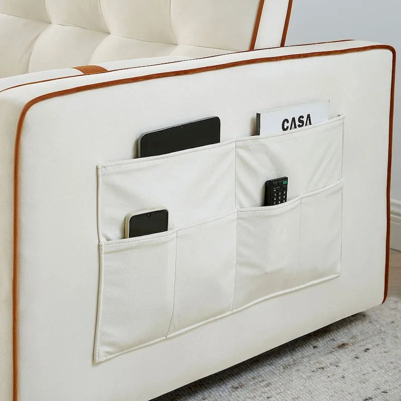 Divano letto estraibile regolabile in velluto Modern 55.5 con tasche laterali