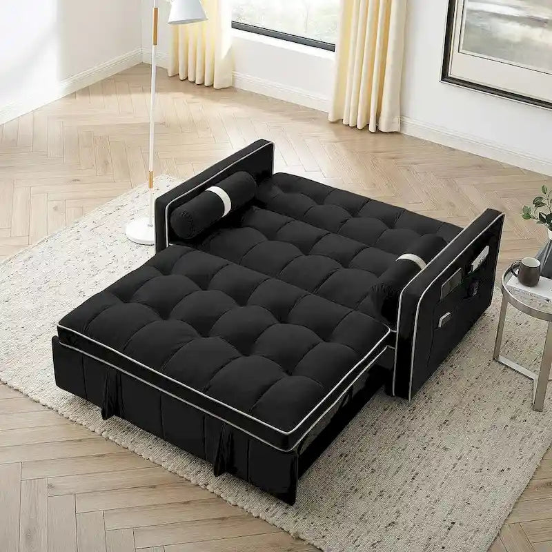 Divano letto estraibile regolabile in velluto Modern 55.5 con tasche laterali