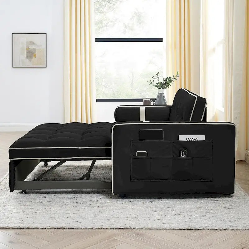 Divano letto estraibile regolabile in velluto Modern 55.5 con tasche laterali