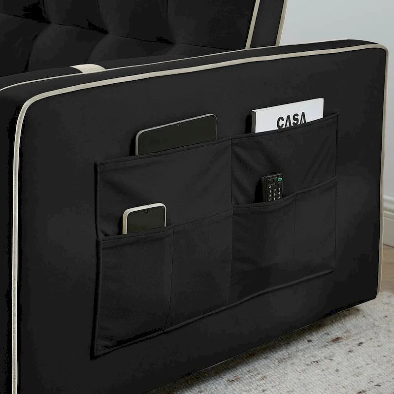 Divano letto estraibile regolabile in velluto Modern 55.5 con tasche laterali