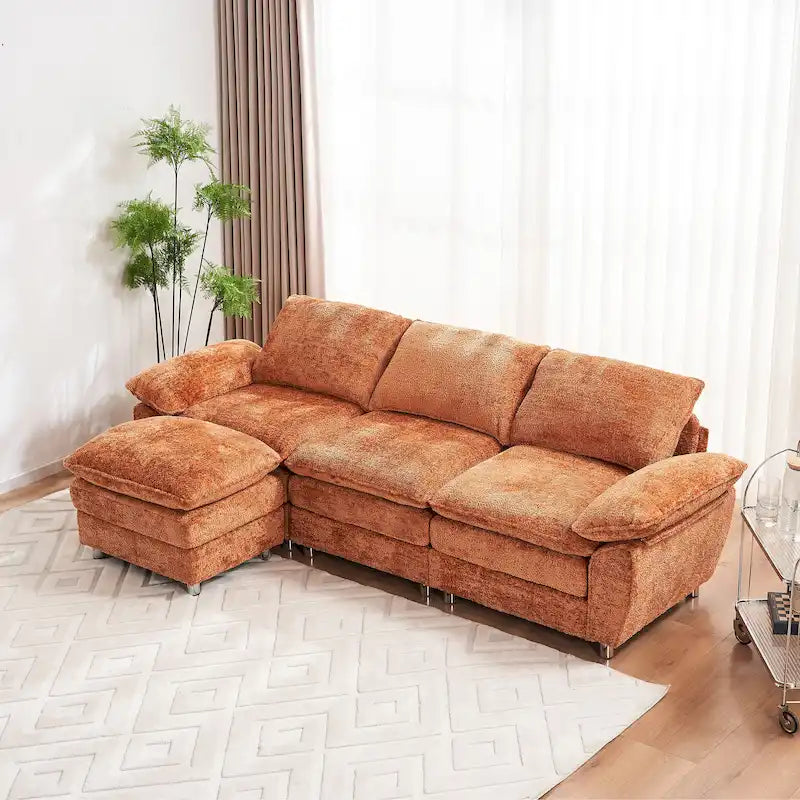 Sufan modern profond bi 3 postijiet bl-ottoman