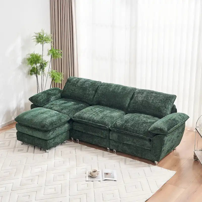 Sufan modern profond bi 3 postijiet bl-ottoman