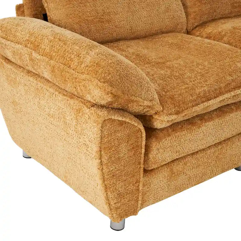 Modern Deep 3-Seat Sofa Couch with Ottoman