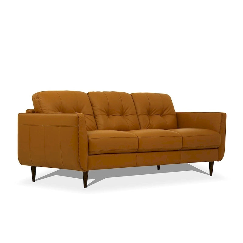 HomeRoots 83 Orange Leather Sofa With Black Legs - 83