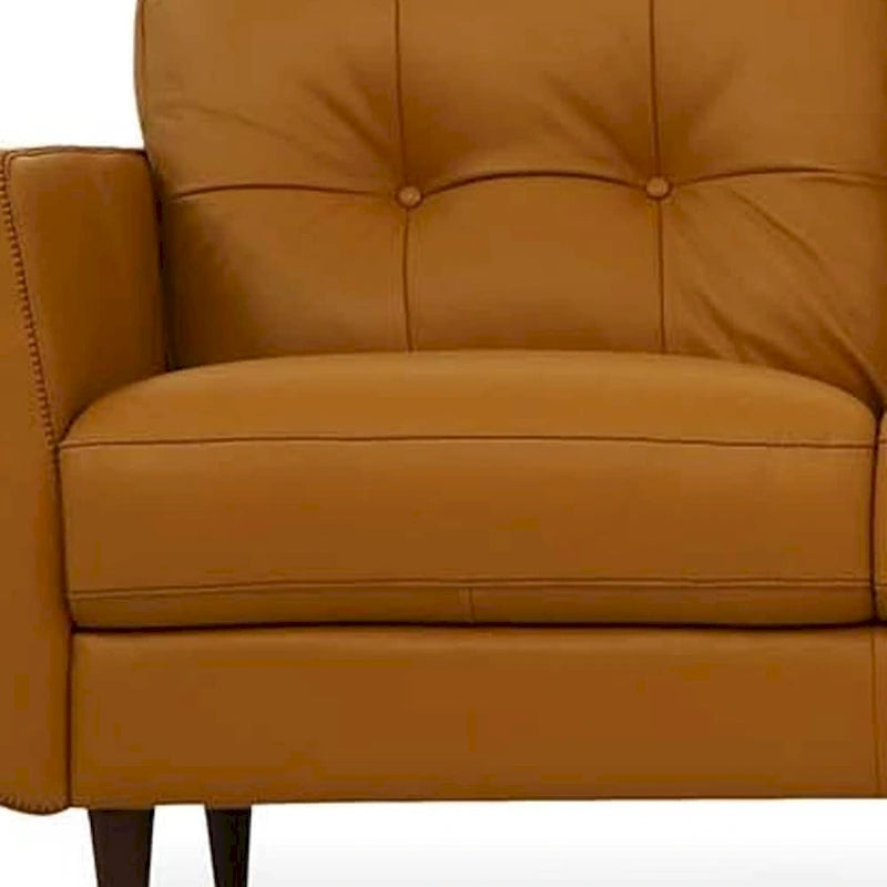 HomeRoots 83 Orange Leather Sofa With Black Legs - 83