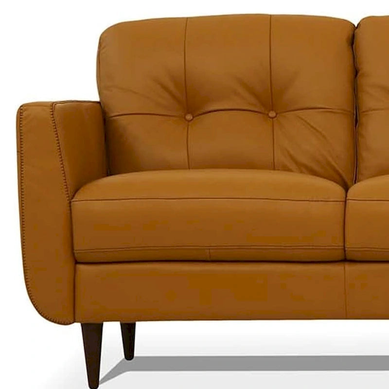 HomeRoots 83 Orange Leather Sofa With Black Legs - 83
