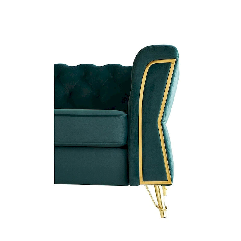 Modern Tufted Velvet Sofa 87.4 inch for Living Room