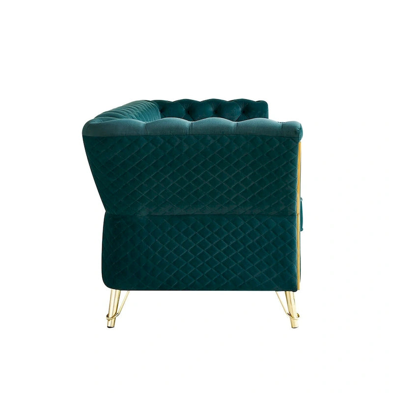 Modern Tufted Velvet Sofa 87.4 inch for Living Room