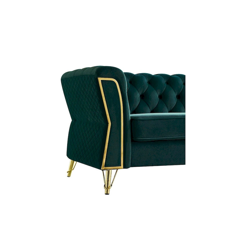 Modern Tufted Velvet Sofa 87.4 inch for Living Room