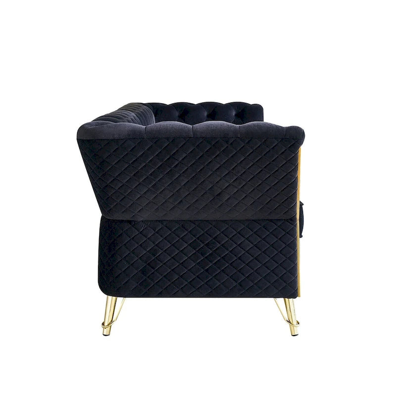 Modern Tufted Velvet Sofa 87.4 inch for Living Room