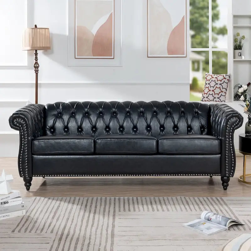 Триместен диван Chesterfield 84.65 със заоблени подлакътници