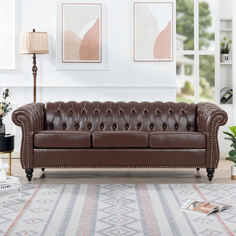 84.65 Rolled Arm Chesterfield 3 Seater Sofa