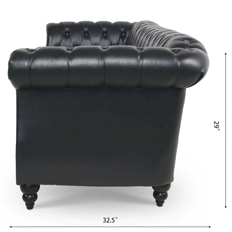 84.65 Rolled Arm Chesterfield 3 Seater Sofa